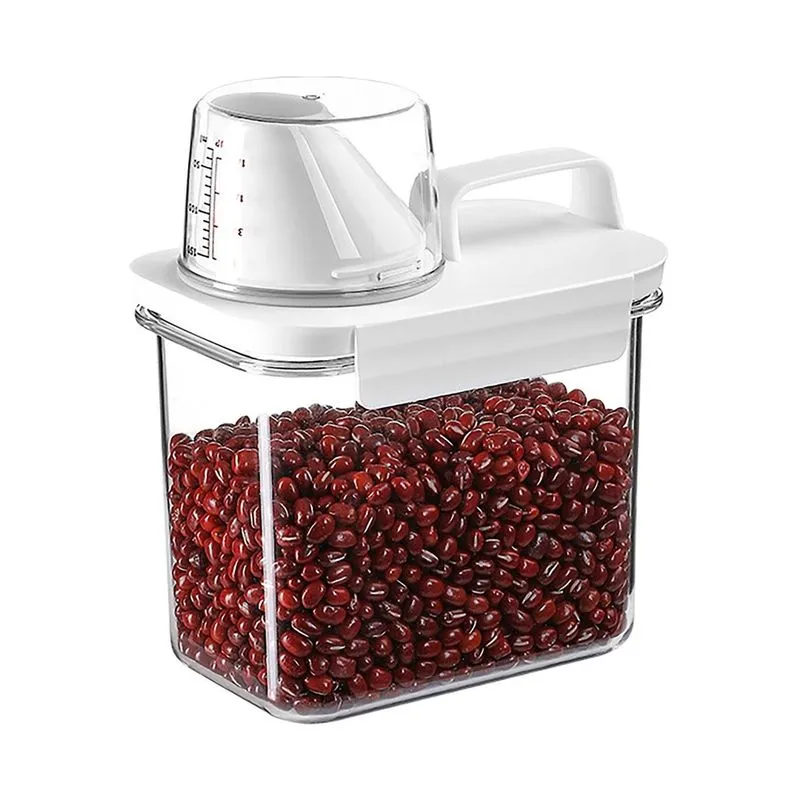 Caixa de armazenamento de dispensador de cereais de plástico Recipiente de arroz de grão de alimentos