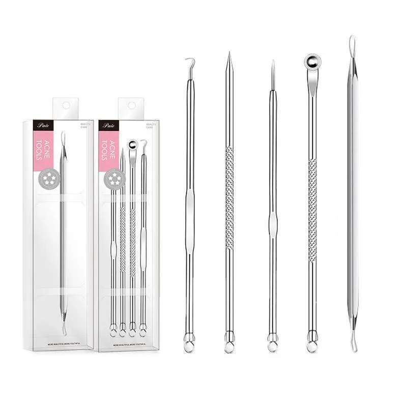 Conjunto de agulhas de acne fechada Braçadeira de célula Braçadeira de cabeça preta Pinça Ferramenta de espremer acne