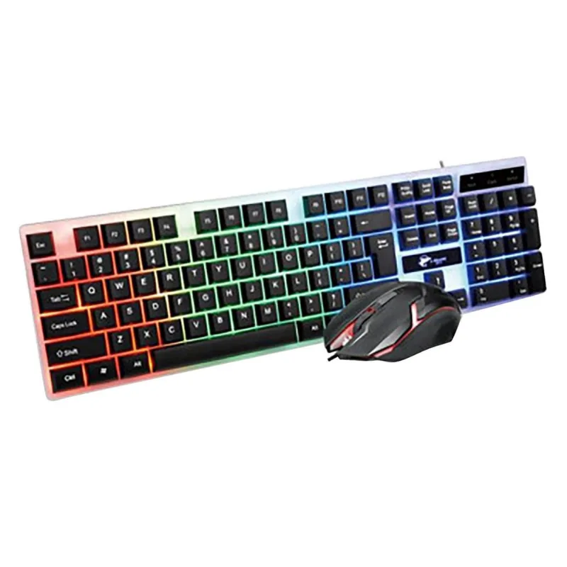 T350 Rainbow Backlight Usb Ergonômico Gaming Teclado E Mouse Set Para Laptop