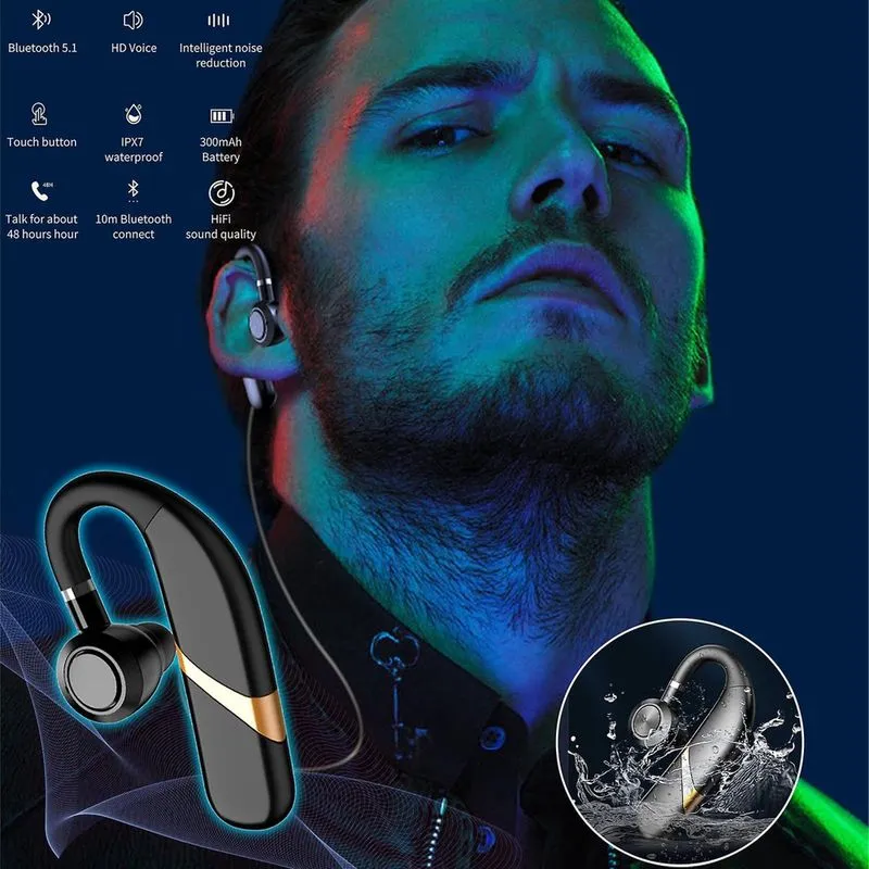 Fone de ouvido Bluetooth Fone de ouvido mãos-livres Bluetooth V5.1 com fones de ouvido sem fio Fone de ouvido
