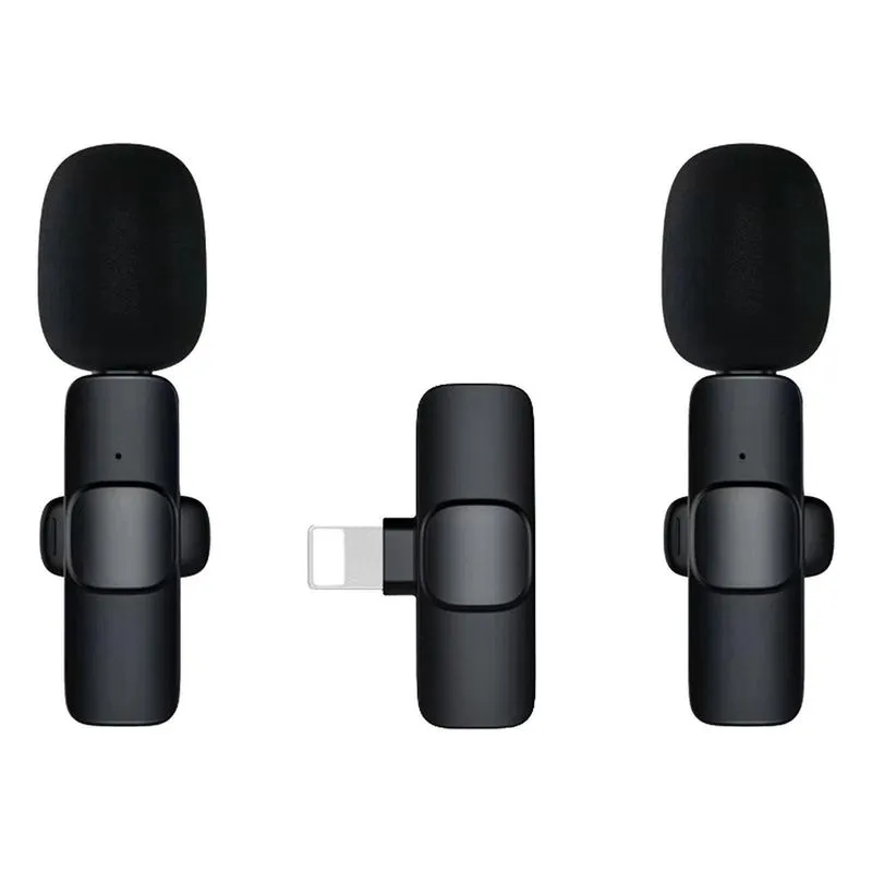 Microfone de lapela sem fio para iphone para ipad, microfone sem fio plug-play para gravação, transmissão ao vivo, redução de ruído de sincronização automática
