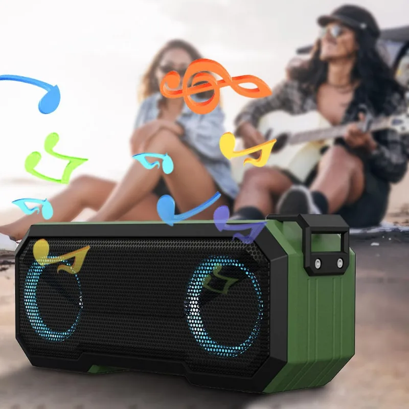 Alto-falante ao ar livre com duplo 8w Booming Sound 12h Play-time Led abertura de mudança de cor Ip67 impermeável portátil Bluetooth 5.0 alto-falante para câmera ao ar livre