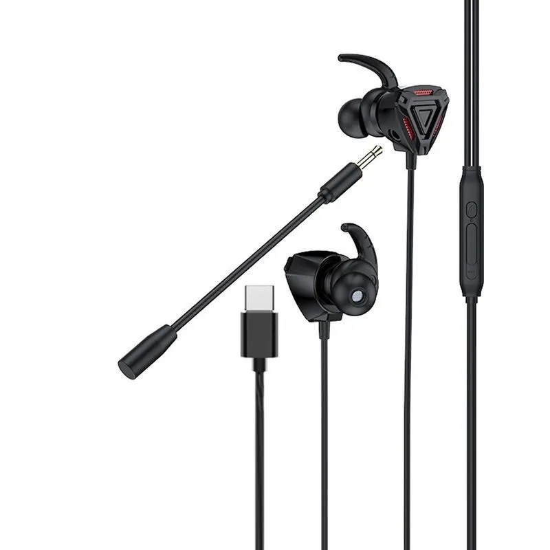 Fone de ouvido com fio para jogos Fone de ouvido estéreo baixo tipo-c Console de jogos com microfone Jogos para pc Fones de