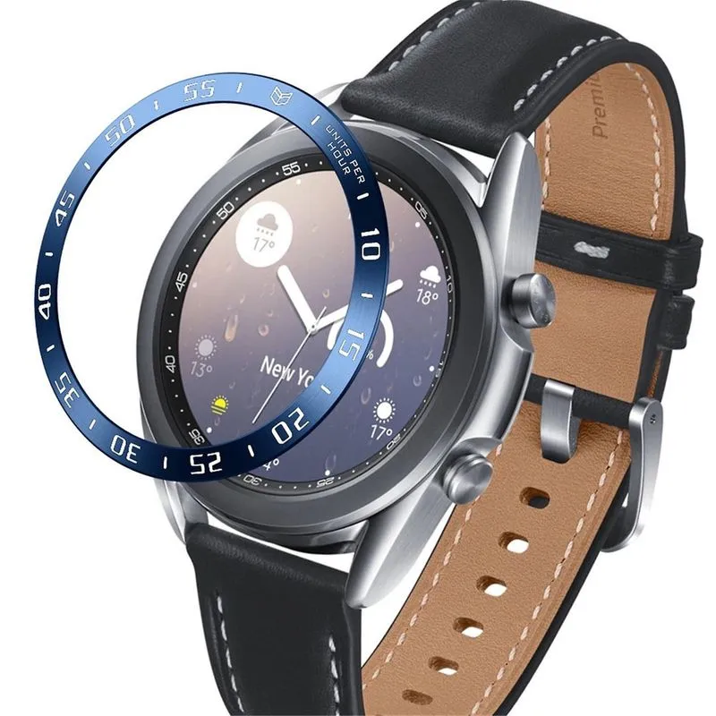 Anel de relógio de metal compatível para Samsung Galaxy Watch3 45 mm, proteção contra arranhões, estilo A