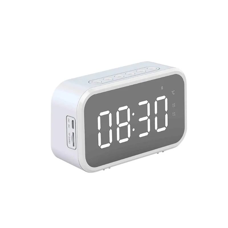 Espelho Led Despertador Digital Big Time Display Mesa Despertador Alto-falante Sem Fio Subwoofer Music Player Suporte Bluetooth Fm