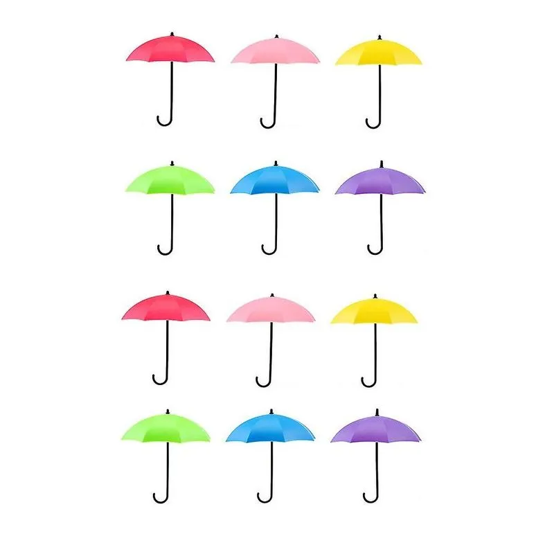 12pcs colorido guarda-chuva gancho de parede chave cabelo pino titular organizador decorativo