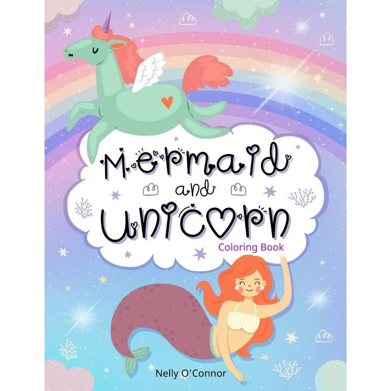 Mermaid and Unicorn Coloring Book