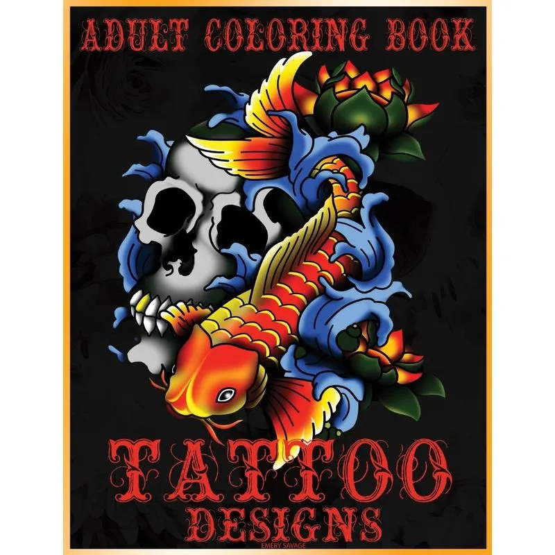 Adult Coloring Book Tattoo Designs