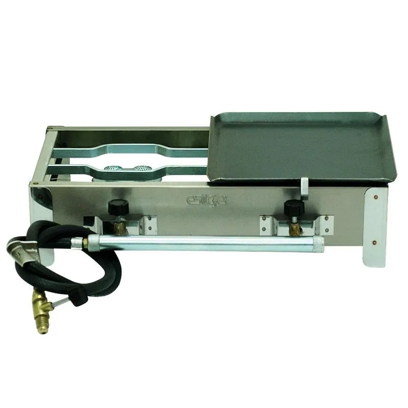 Fogareiro Inox 2 Bocas Meia Chapa E004