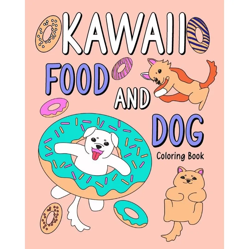 Kawaii Food and Dog Coloring Book