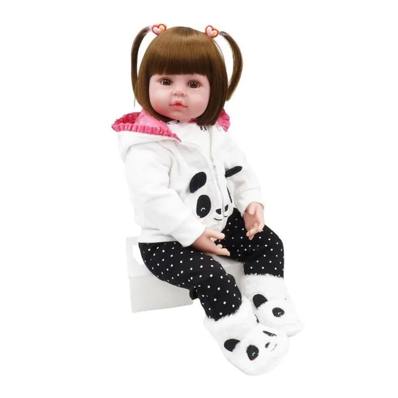 Boneca Bebê Reborn Realista De Silicone Npk 48Cm Panda