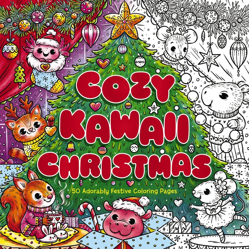 Cozy Kawaii Christmas: 50 Adorably Festive Coloring Pages Paperback
