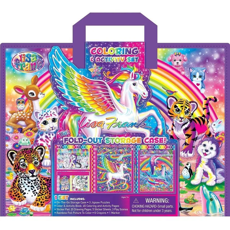Conjunto De Colorir E Atividade De Bendon Lisa Frank Com Caixa De Armazenamento Dobrável
