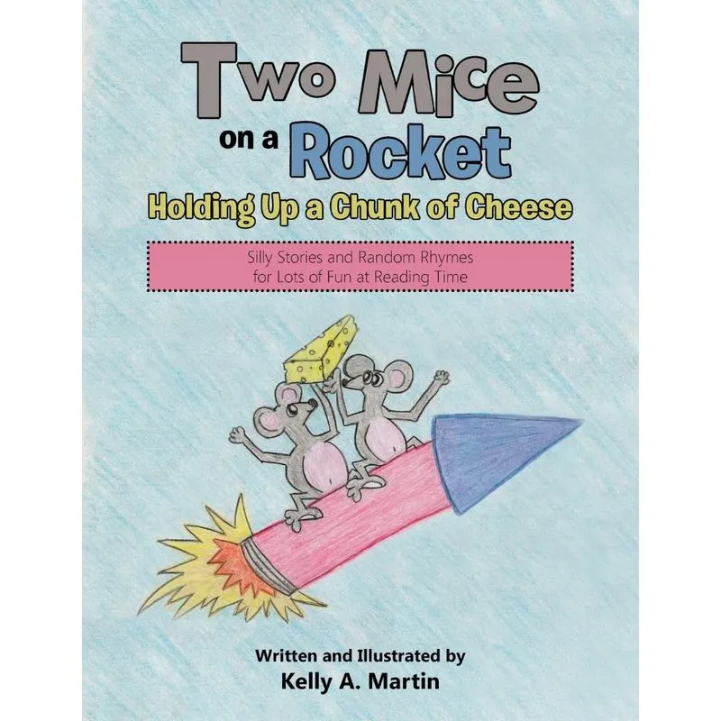 Two Mice on a Rocket Holding Up a Chunk of Cheese
