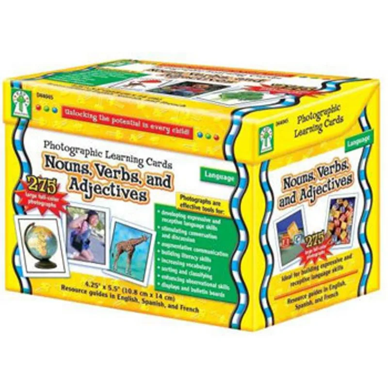 PHOTOGRAPHIC LEARNING CARDS - NOUNS, VERBS AND ADJECTIVES