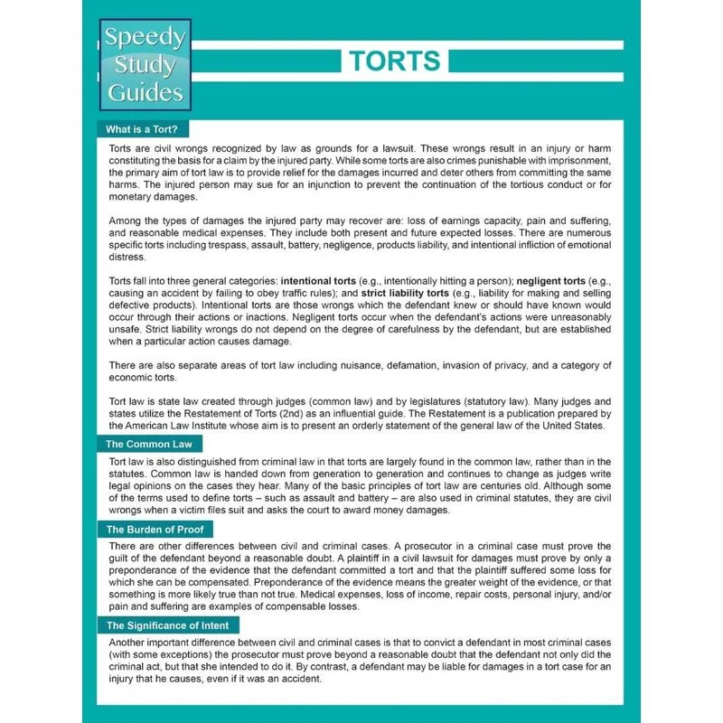 Torts (Speedy Study Guide)