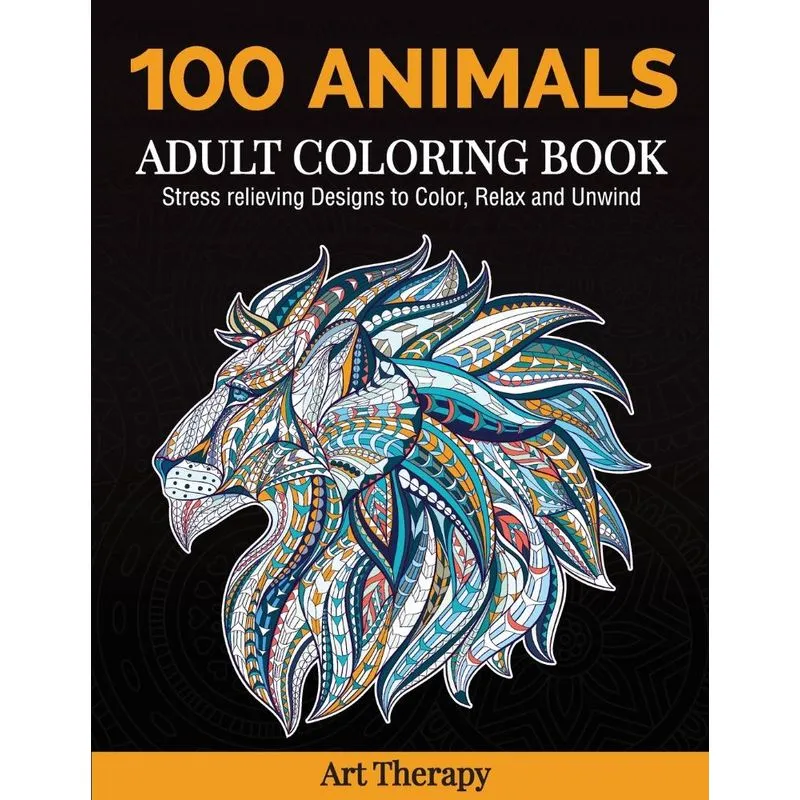 100 Animals Adult Coloring Book