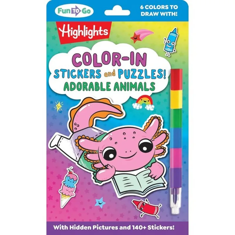 COLOR-IN STICKERS AND PUZZLES! ADORABLE ANIMALS