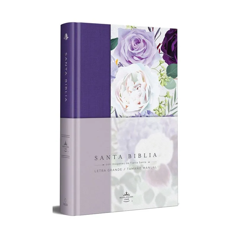 Biblia Reina Valera 1960 letra grande, morado con flores