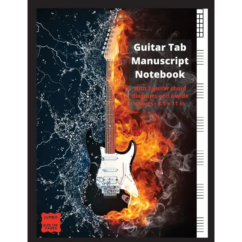 Guitar Tab Manuscript Notebook with 7 Guitar Chord Diagrams