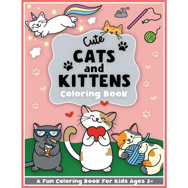Cute Cats and Kittens Coloring and Workbook