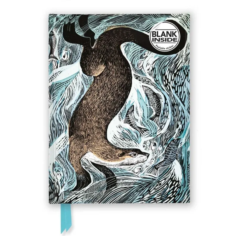 Libreta: Angela Harding, Fishing Otter (Foiled Blank Journal) (Blank)