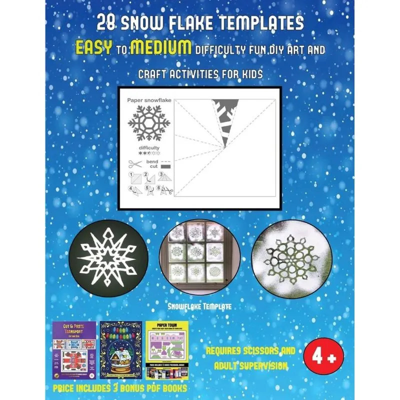 Snowflake Template (28 snowflake templates - easy to medium difficulty level fun DIY art and craft activities for kids)
