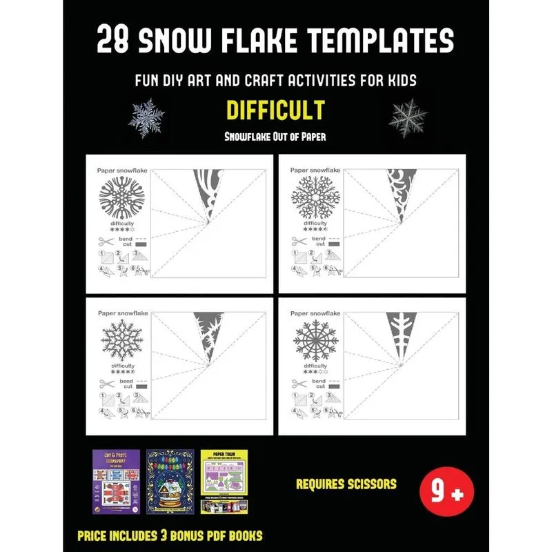 Snowflake Out of Paper (28 snowflake templates - Fun DIY art and craft activities for kids - Difficult)