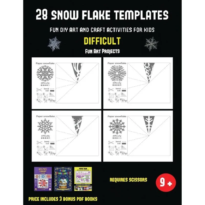Fun Art Projects (28 snowflake templates - Fun DIY art and craft activities for kids - Difficult)