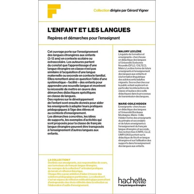 COLLECTION F - L'ENFANT ET LES LANGUES - REPÈRES ET DÉMARCHES POUR L'ENSEIGNANT