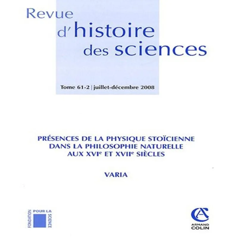 Revue Dhistoire Des Sciences 61