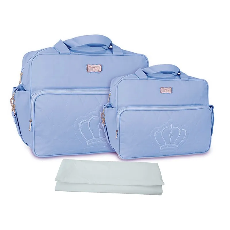 Kit Bolsa Bebê Maternidade Azul Claro 20ol01 Com Trocador Tr