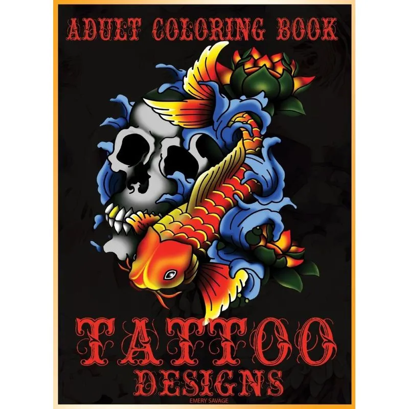 Adult Coloring Book Tattoo Designs