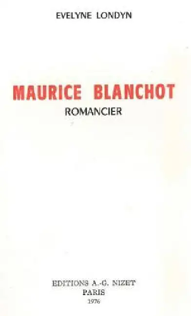Maurice Blanchot Romancier Paperback