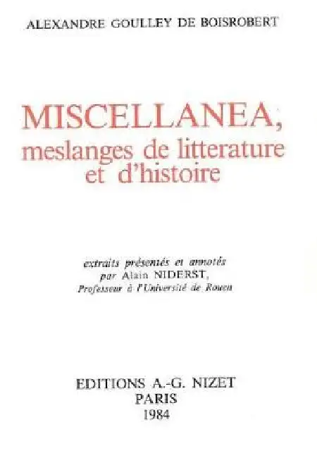 Miscellanea, Meslanges de Litterature Et d'Histoire Paperback