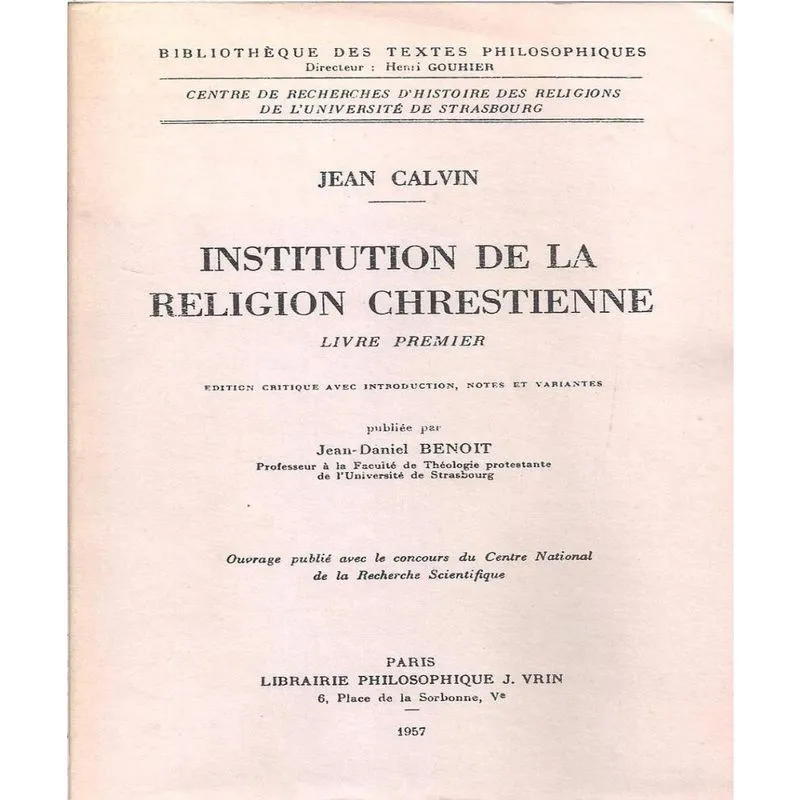 Institution de la religion chrestienne 1