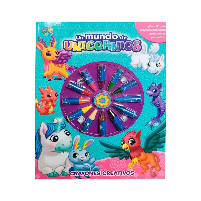 Libro mundo de unicornios-crayones creativos