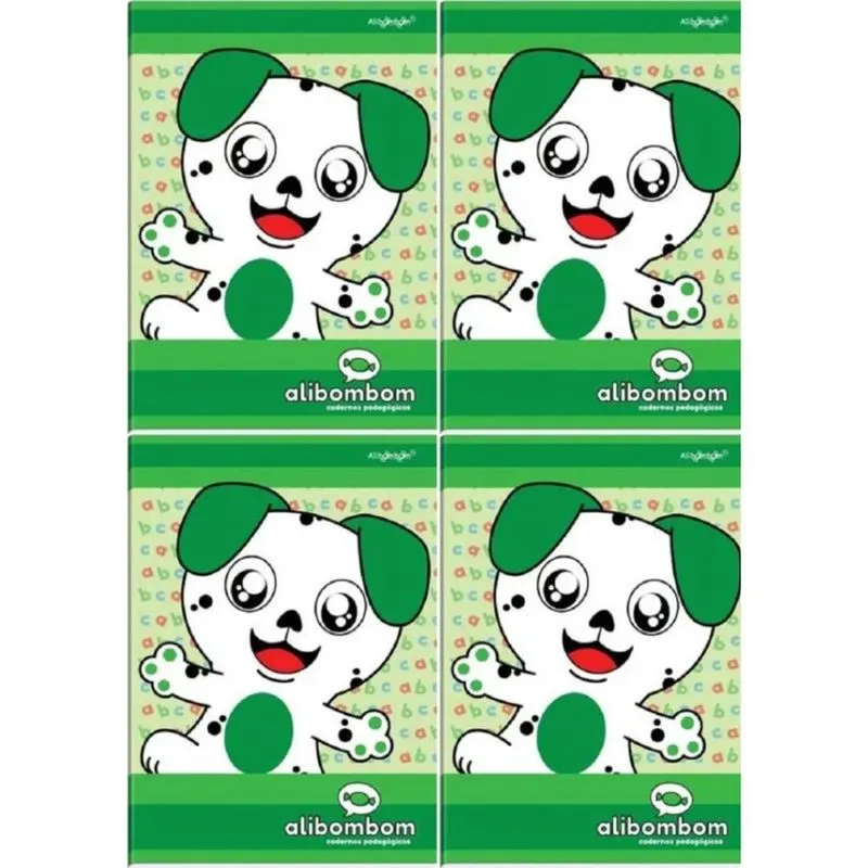 Kit 4 cad AliBombom Verde Capa Dura