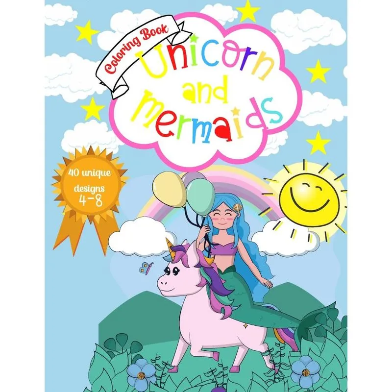 Unicorn and Mermaids Coloring Book