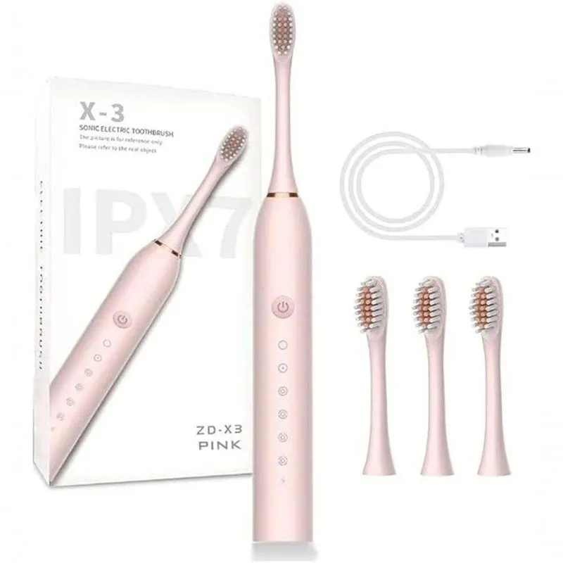 Escova de Dente Elétrica Recarregável Aquilae IPX7 Rosa com Tecnologia Sônica para Implantes