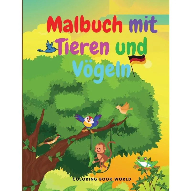 Malbuch mit Tieren und Vögeln