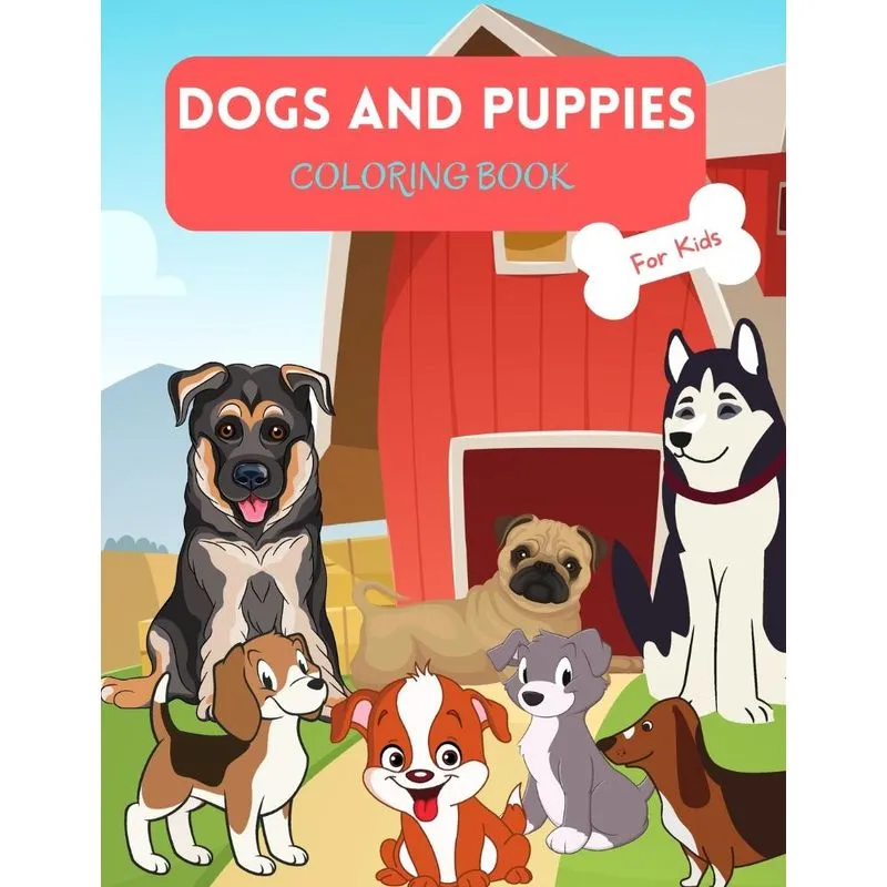 Dogs and Puppies Coloring Book