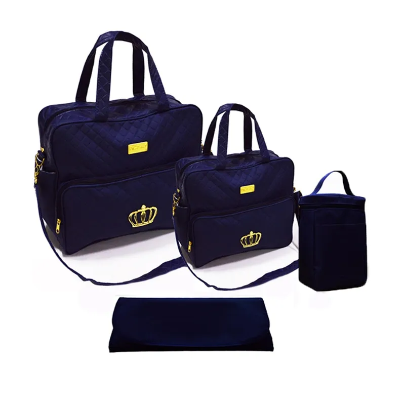 Kit Bolsa Bebê Marinho Trocador E Porta Mamadeira Pmt72