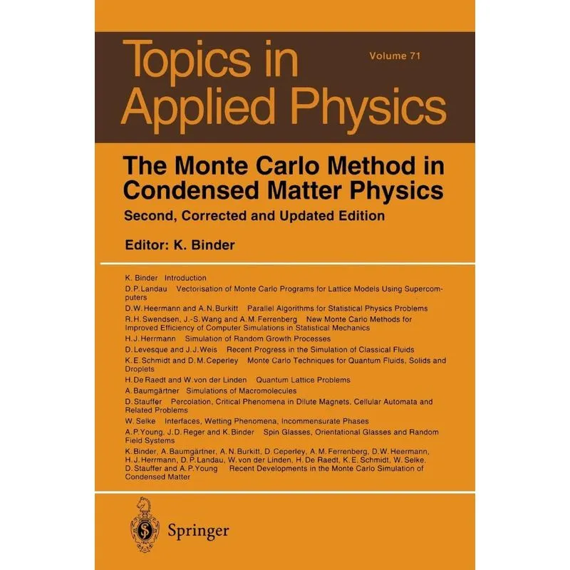 The Monte Carlo Method in Condensed Matter Physics