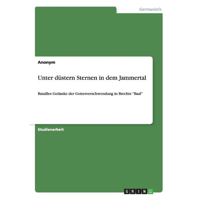 Unter düstern Sternen in dem Jammertal