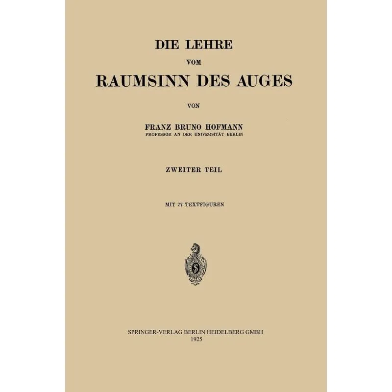 Die Lehre Vom Raumsinn Des Auges
