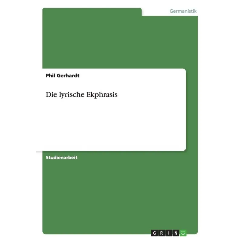 Die lyrische Ekphrasis