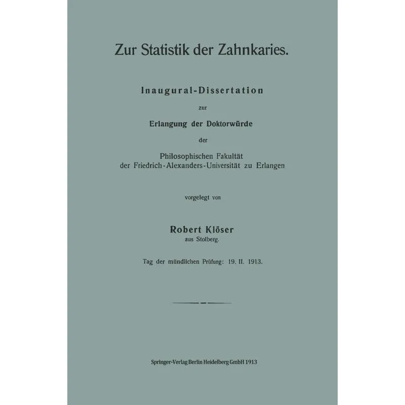 Zur Statistik Der Zahnkaries