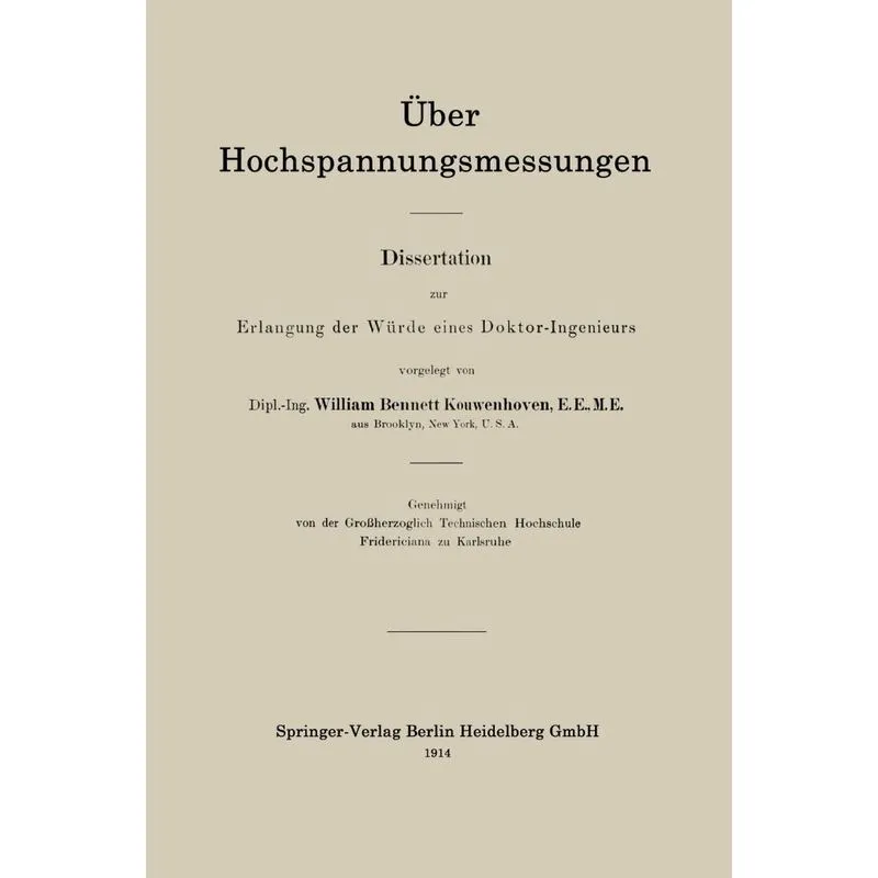 Über Hochspannungsmessungen