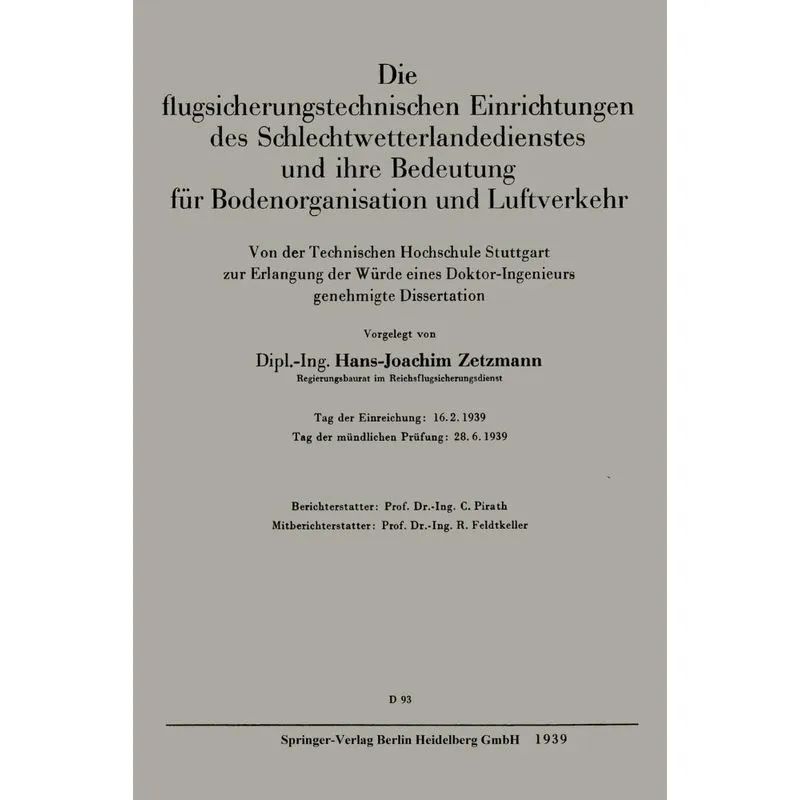 Die Flugsicherungstechnischen Einrichtungen Des Schlechtwetterlandedienstes Und Ihre Bedeutung Fur Bodenorganisation Und Luftverkehr